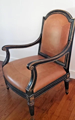⭐Occaisional Chair(Fauteuil)top-stitched inset leather upholstery is outstanding Cover