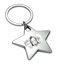 Engraved Personalised Photo Silver Plated Star Keyring Photo & Text FREE P&P