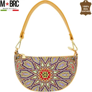 M*BRC by Massimo Braccialini yellow small hobo bag ethnic ornament Made in Italy - Picture 1 of 9