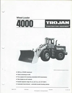 Equipment Brochure - Trojan - 4000 - Wheel Loader c1982 - Old Photocopy (E5865) - Picture 1 of 1