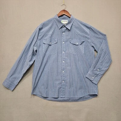 Haband Men's Blue Striped Long Sleeve Pearl Snap Western Shirt Size Large - Image 1 of 4