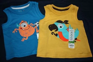 Camisas sin mangas para niños - tallas 12M a 24M - a elección monstruo azul y loro amarillo - Imagen 1 de 12