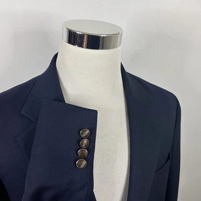 Blazer Stafford 42S 100% Lana Azul Marino Dorado Dos Botones Forrado Ventilado Foto 1 de 4