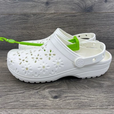 Zueco Crocs blanco con recorte de flores sin cordones para hombre talla 8 para mujer 10 Foto 1 de 4