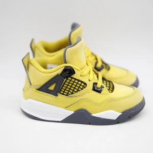 Nike Air Jordan 4 Retro Lighening Yellow TD 10C Shoes BQ7670-700 - Picture 1 of 10