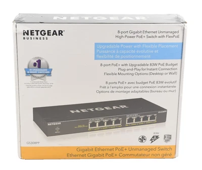 NETGEAR GS308PP-100NAS 8-Port Gigabit Ethernet PoE+ Unmanaged Switch – New Seale - Image 1 of 4