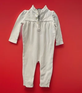 Ralph Lauren Baby Mädchen Strampler 9 Monate weiß 100% Baumwolle Rüschen Druckknopf Beine - Bild 1 von 5