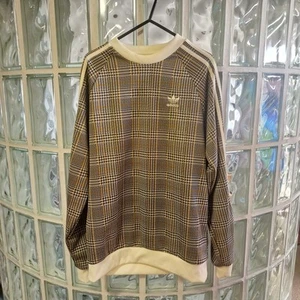 Adidas Trefoil Sweatshirt Mens Size S Plaid Stripes ED7019 VERY RARE - Pakaian - Picture 1 of 5