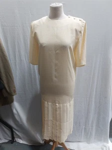 Vintage Radley 1970-80s Yellow Patterned Dress with Button/Belt Detail- UK 12 - Picture 1 of 14