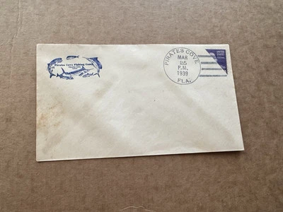 US Bisect Cover (12) +1939 Prexy Jefferson #807 +Pirates Cove FL CXL +Cachet - Image 1 of 2