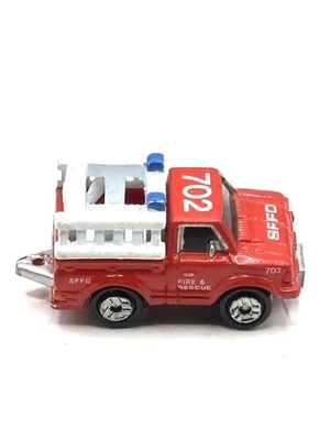 Vtg Micro Machines Datsun SFFD Fire Rescue Pickup Red Truck Vehicle Galoob 1986 - Image 1 of 4