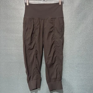 Lululemon Crop Fold Over Dance Pants Size 6 Gray Stripe - Picture 1 of 5