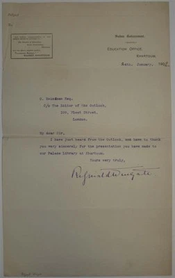 Reginald Wingate signed letter 1902 from Khartoum Sudan - UK African administatr - Image 1 of 2