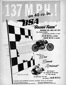 1951 BSA Golden Flash Motorcycle Original Print Ad - Picture 1 of 1