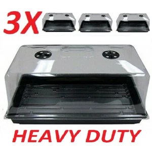 x3 Hydroponic Cloning Dome Tray 10" x 20" Propagation Kit Vented Humidity - Picture 1 of 6