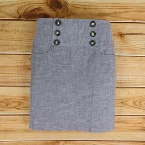 Byer California Pencil Skirt Juniors Sz 11 Gray/Brown Heathered Buttons Business - Picture 1 of 7