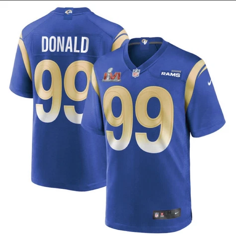 Nike Aaron Donald Los Angeles Rams Royal Super Bowl LVI Game Patch Jersey-Size L Cover