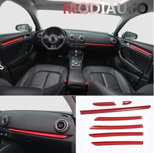 7*Red Carbon Interior center console & door panel cover For Audi A3 S3 2015-2020 - Picture 1 of 10