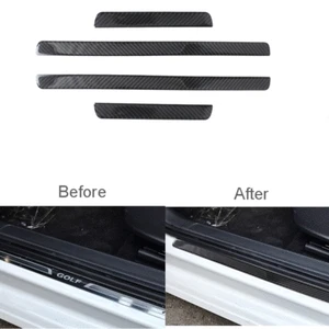 Carbon Fiber Door Sill Scuff Pedal Protect Cover Trim For VW Golf MK7 2014-2019 - Picture 1 of 8