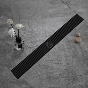 24" Matt Schwarz Duschablauf Rechteckig Linear Dusche Bodenablauf Sieb - Bild 1 von 7