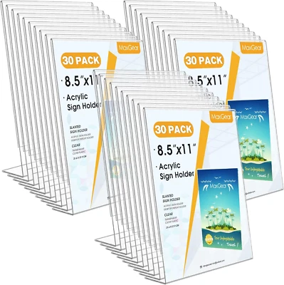 Acrylic Sign Holder 8.5 X 11, Plastic Paper Holder with Vertical Slanted Back, P - Image 1 of 4