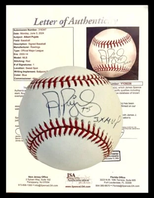ALBERT PUJOLS AUTOGRAPHED SIGNED BASEBALL 3XMVP ST LOUIS CARDINALS JSA LOA - Image 1 of 4