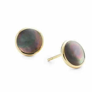 IPPOLITA Polished Rock Candy Stud Earrings Black Shell Cabochon 18K Yellow Gold - Picture 1 of 3