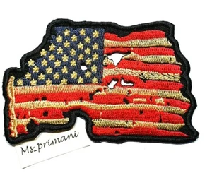 US Vintage American USA Flagge bestickt Patch Bügelbild/Aufnähen Jacke Abzeichen 6x9,2 cm - Bild 1 von 2