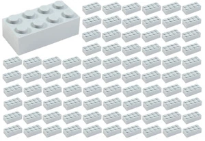 ☀️100 NEW LEGO 2x4 Light Bluish Gray Bricks (ID 3001) BULK Parts star wars - Picture 1 of 1