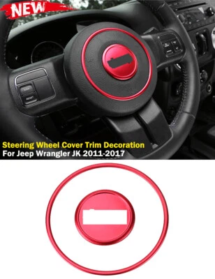 Car Steering Wheel Center Trim Bezel For 11-17 Jeep Wrangler Compass Patriot Red - Imagem 1 de 4