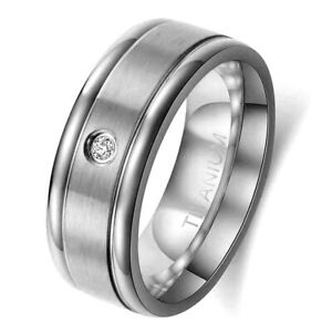sz6-12 Couple Rings Titanium Steel CZ Mens Ring Band Women's Wedding Ring Sets