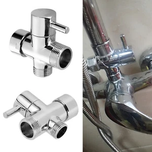 Brass Shower Diverter Valve Bathroom Valve Chrome Polished G3/4 1/2 T-Adapter - Picture 1 of 12