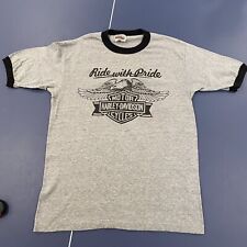 Harley Davidson Ride With Pride Eagle Ringer T Shirt Vintage Early 1980s Medium