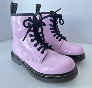 Dr. Martens 1460 Pastel Baby Pink Patent Lace Up Combat Boots Toddler size 11