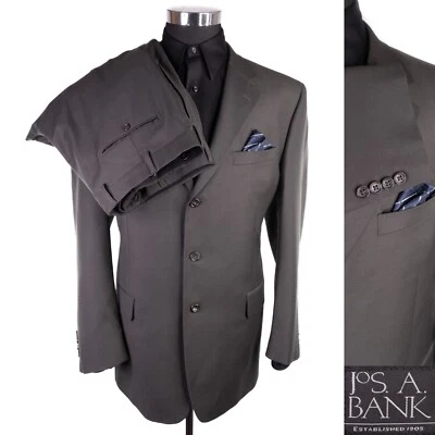 Blazer Jos A Bank Signature 2 Piezas Sólido 3 Botones Negro Talla 44R Pantalones Talla 38x28 Foto 1 de 4
