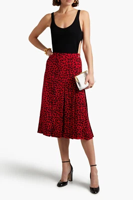 Falda midi plisada Gucci con estampado de leopardo de seda/algodón talla M Foto 1 de 4
