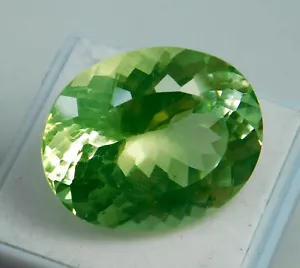 Certified Natural Paraiba Tourmaline 32.80 Ct Neon Green Color Oval Cut Gemstone - Picture 1 of 10