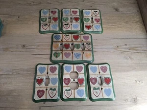 Wooden Light Switch & Outlet Covers Set of 7 Green Hearts Quilt Stitch Pattern - Picture 1 of 19