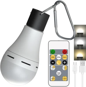 USB Rechargeable LED Light Bulb, 3CCT 3000K-6000K, 10 Level Brightness, Portable - Picture 1 of 8