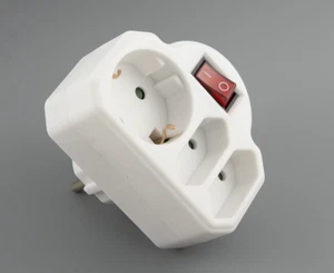3-fach Multistecker mit EIN/AUS Schalter Adapterstecker KINDERSCHUTZ Verteiler - Imagen 1 de 2