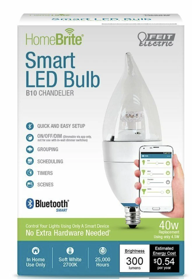 Feit Electric CFC/300/LED/HBR 40W Equivalent (3000K) B10 Dimmable Bluetooth  - Image 1 of 4