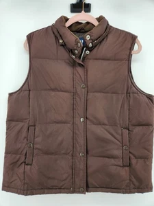 Vtg GAP Vest Womens Sz L Brown Puffer Y2K Full Zip Snap Pockets Lined - Picture 1 of 7