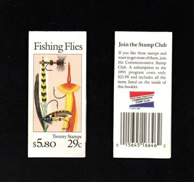 SC#2545-2549-#BK 189 MNH, FISHING FLIES BOOKLET OF 20X29Cent FV $5.80 (1992) - Image 1 of 4