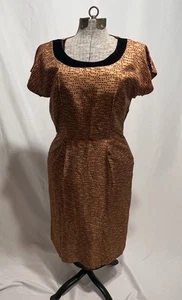 1940s Vintage RoseWeb New York Print Silk Dress Brown Black *needs Flicking* - Bild 1 von 13