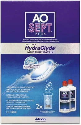 ALCON Hydraglyde Kontaktlinsenflegemittel AOsept Plus, Vorratspackung , 2 x 360 ml