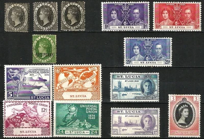 Sellos de Santa Lucía 1864-1949 como nuevos y sin usar, 1d negro y negro intenso están en una u Foto 1 de 2