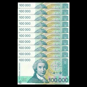 Croatia 100000 Dinars, 1993, Pick#27, Lot of 10 pcs, banknote, UNC - Picture 1 of 1