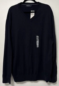 Nautica Luxus 100% Baumwolle Herren XXL V-Ausschnitt Strickpullover Pullover Navy 2XL Neu mit Etikett - Bild 1 von 6