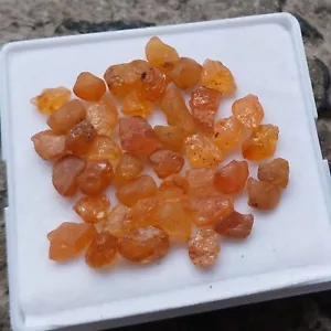 76 Ct Natural Orange Color Spessartite Garnet Raw Rough Tiny Size 43 Piece Lot - Picture 1 of 24