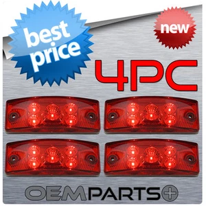 4x New Led Rectangular Clearance Side Marker Truck Trailer Red Light USA - Picture 1 of 1